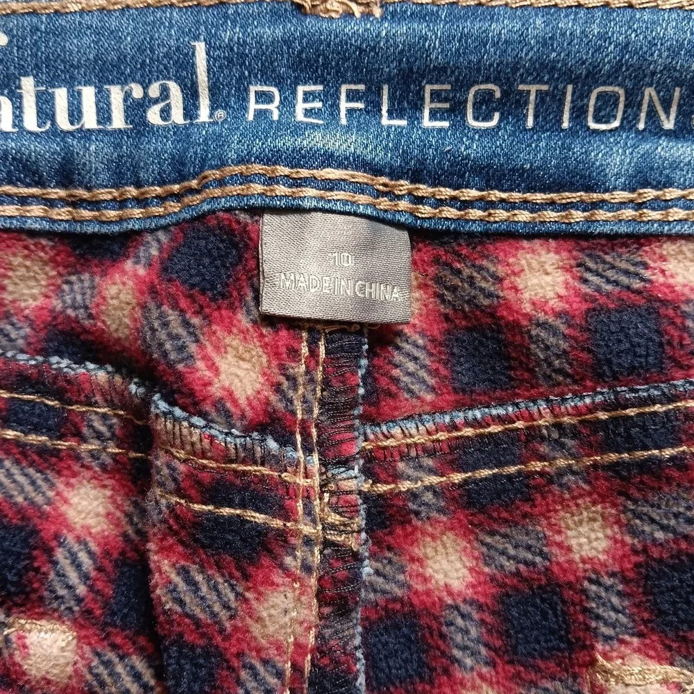 Natural Reflections Jeans Women's 10 Blue Flannel Lined Straight Leg Plaid